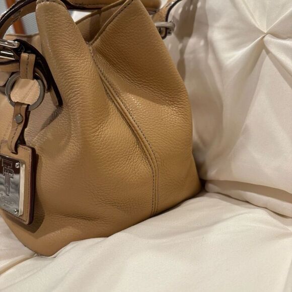 Tignanello Camel Tan Pebbled Leather Satchel Handbag Purse ECU - Picture 6 of 12